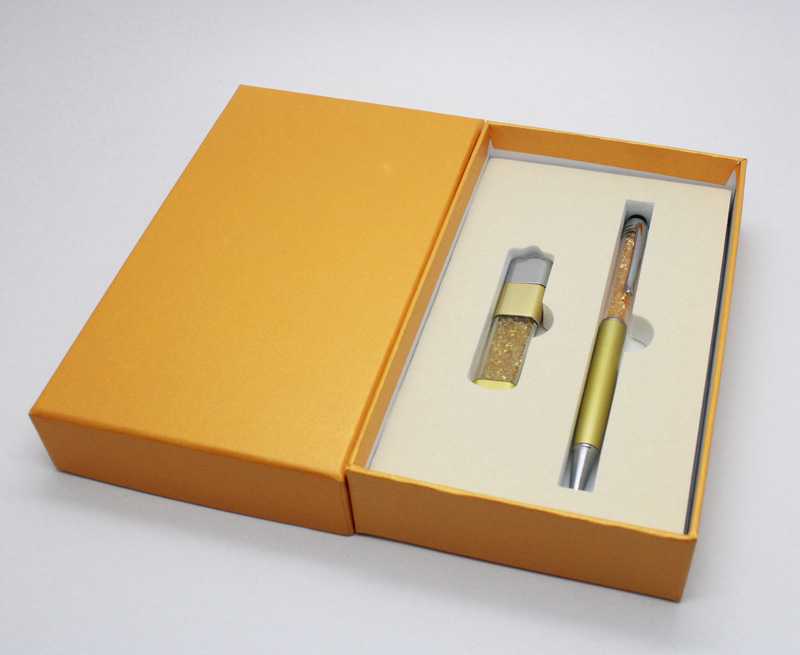 U盤16GB衍肥、筆黃金組合兩件套（水晶系列）