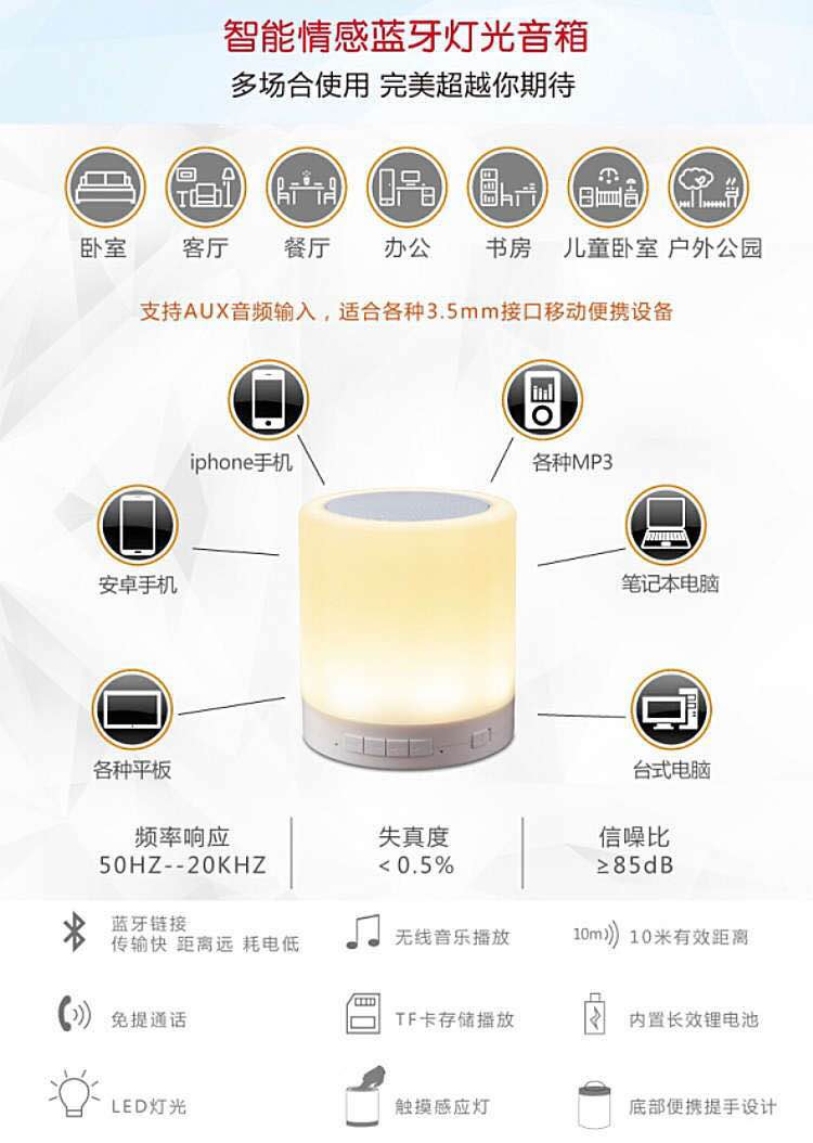 A7藍(lán)牙音響蹂随、臺(tái)燈  觸摸款