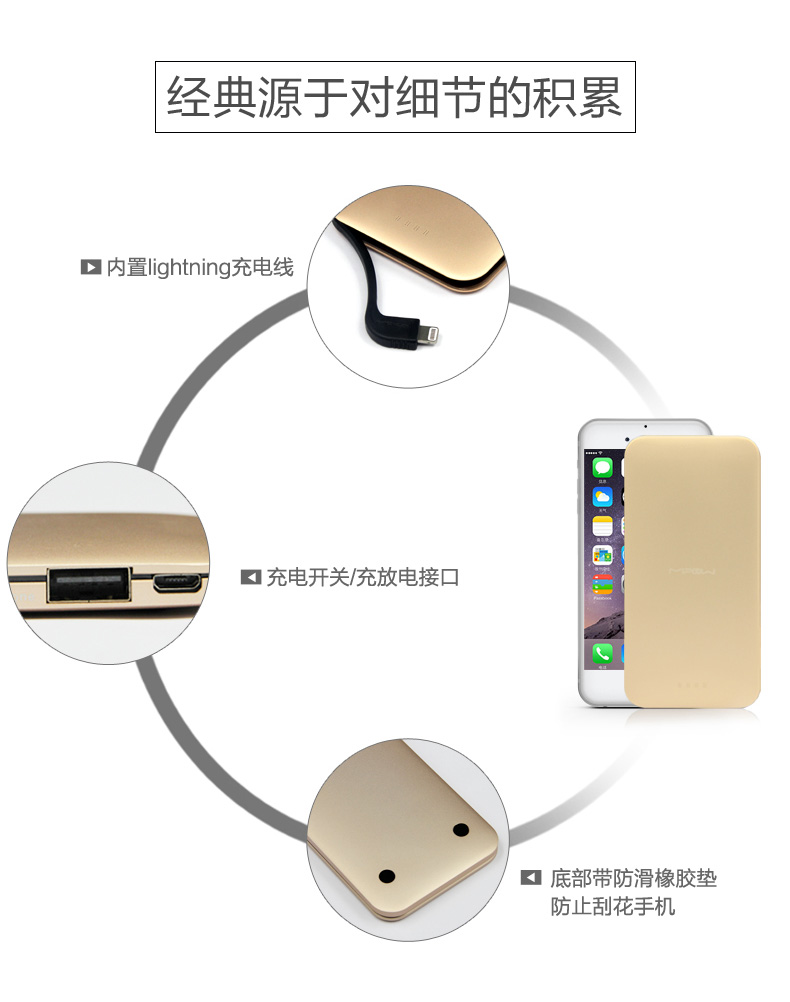 MIPOW迷你便攜超薄移動(dòng)電源iPhone蘋(píng)果手機(jī)專用MFi認(rèn)證充電寶