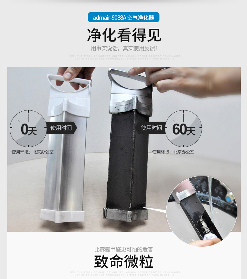 安德邁負(fù)離子無(wú)耗材空氣凈化器殺菌除塵凈化氧吧除二手煙