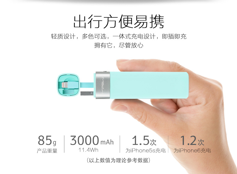 MIPOW iPhone手機(jī)便攜充電寶蘋果專用智能自帶線迷你移動(dòng)電源