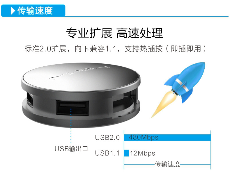 MIPOW usb分線器筆記本臺(tái)式電腦usb hub集線器高速多 4個(gè)擴(kuò)展接口