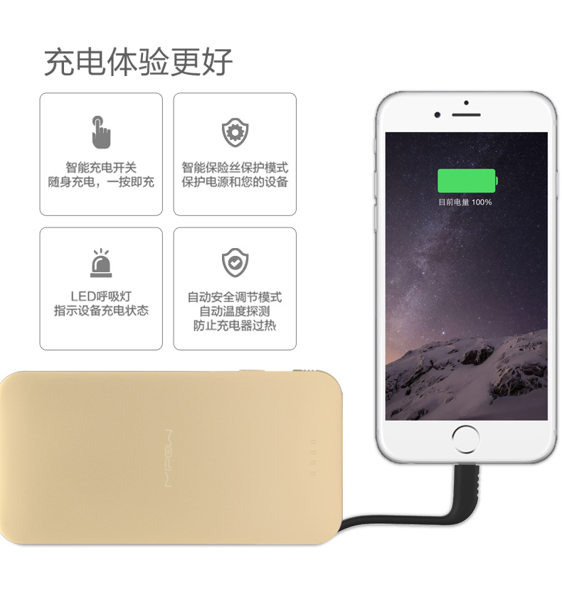 MIPOW迷你便攜超薄移動(dòng)電源iPhone蘋(píng)果手機(jī)專用MFi認(rèn)證充電寶