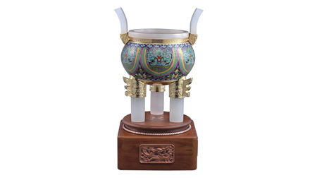 景泰藍(lán)鑲玉鼎立千秋（小）