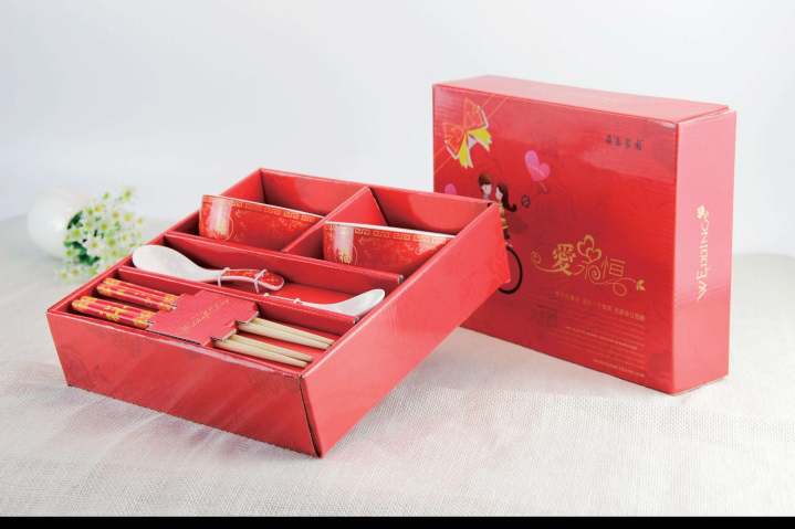 百年好合（抽拉式）碗、筷子 婚慶踏兜、節(jié)日喜慶禮品