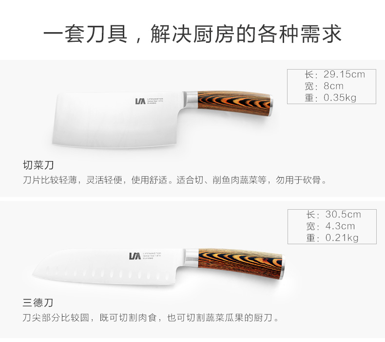朗馬 德國高檔進口不銹鋼廚房套刀刀具 鉬釩鋼菜刀套裝四件套
