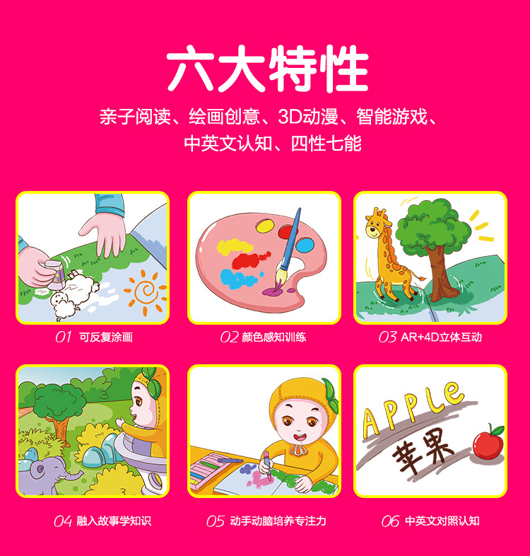 萌橙CC魔法涂涂樂正版4D畫冊(cè)寶寶早教益智3D智能卡3-6歲AR繪本