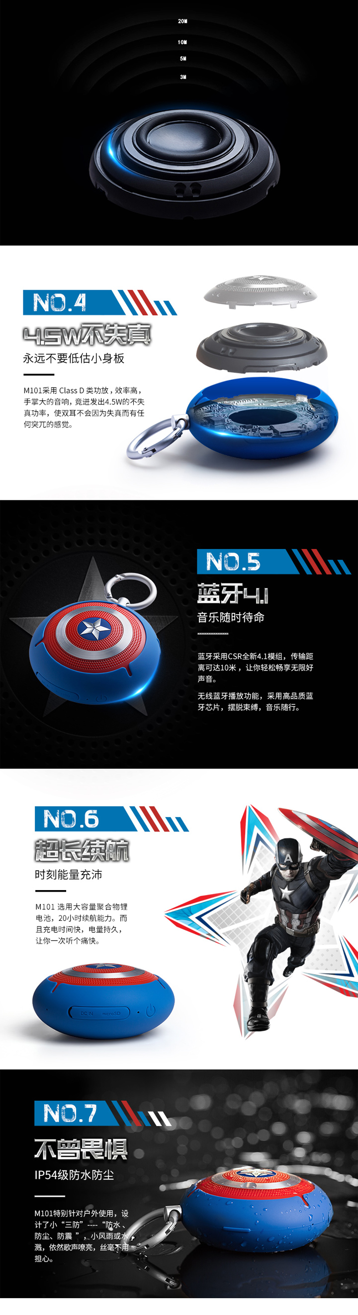Edifier/漫步者 M101無(wú)線藍(lán)牙4.1便攜式漫威手辦美國(guó)隊(duì)長(zhǎng)音箱音響