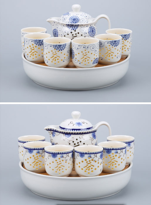  8頭玲瓏茶具犀掸、陶瓷茶具