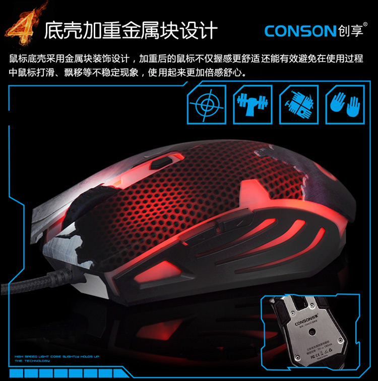 CM635指揮官 電竟游戲鼠標裂變魅光6D發(fā)光游戲呼吸燈竟技鼠標