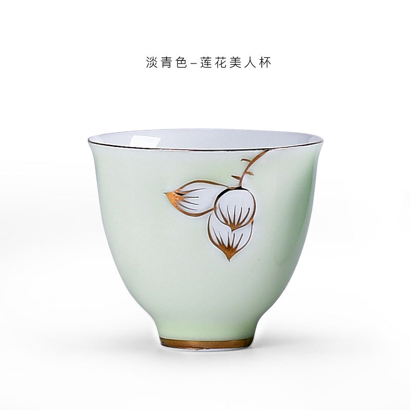 手繪白色美人杯、茶杯