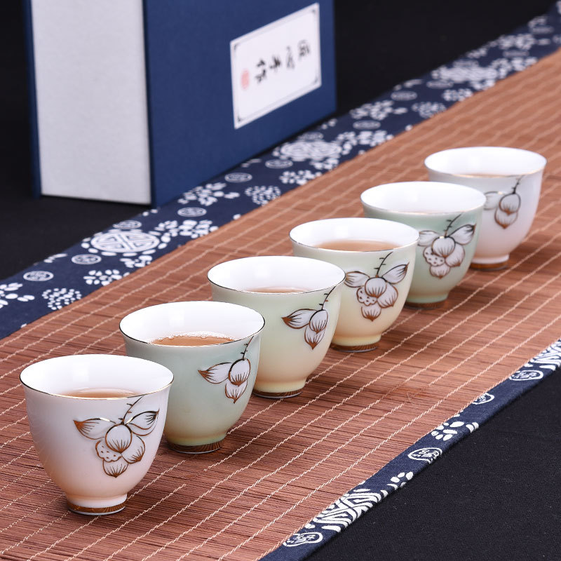 手繪白色美人杯、茶杯
