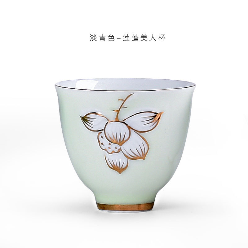 手繪白色美人杯榨厚、茶杯