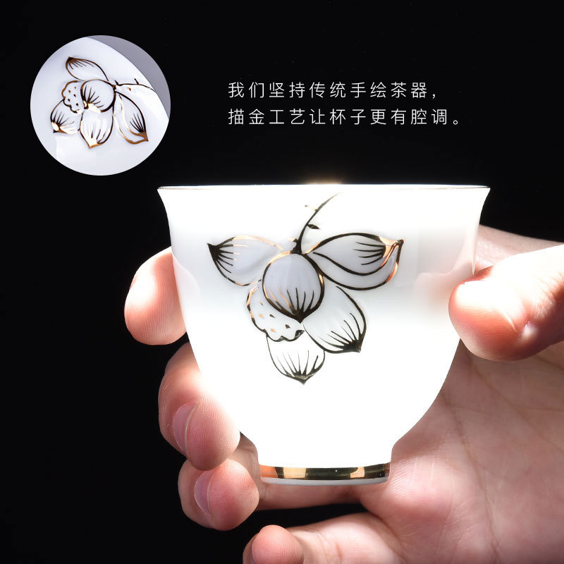手繪白色美人杯烙锉、茶杯