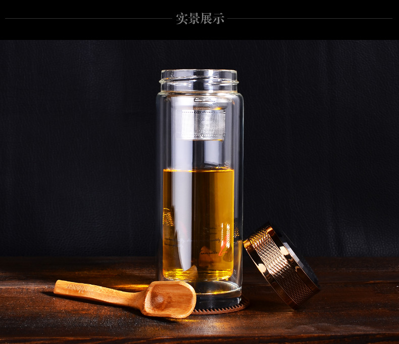 富光高檔雙層玻璃杯 耐熱水杯 商務(wù)加厚辦公室茶杯