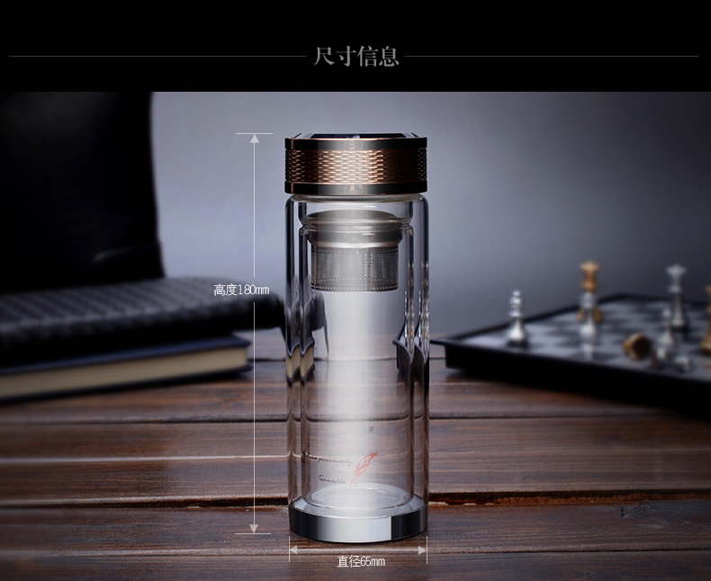 富光高檔雙層玻璃杯 耐熱水杯 商務(wù)加厚辦公室茶杯