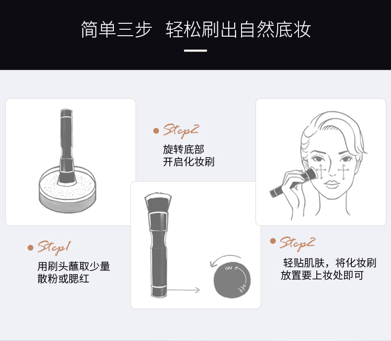 mushu木薯散粉刷頭 全自動(dòng)化妝刷專用腮紅刷頭