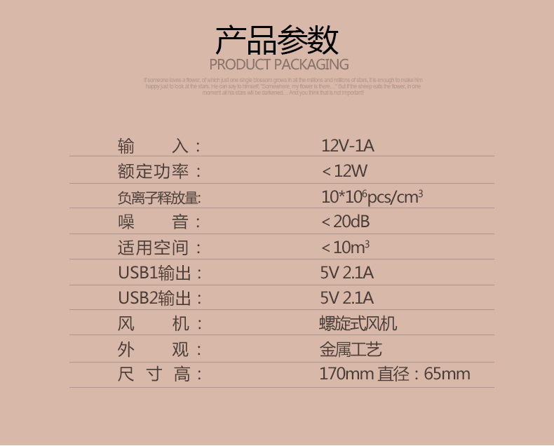 榮事達(dá)RS-JC01R汽車(chē)車(chē)載空氣凈化器負(fù)離子自動(dòng)凈化 香檳金