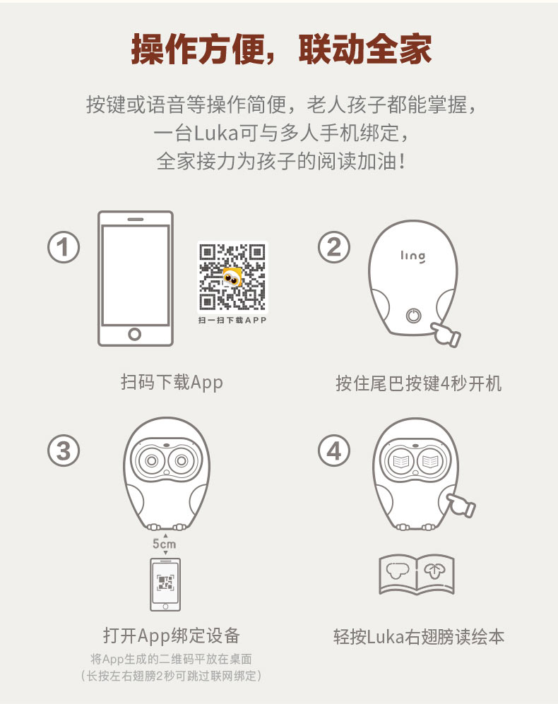 物靈盧卡Luka繪本閱讀智能機(jī)器人語音對(duì)話兒童陪伴故事機(jī)早教機(jī)