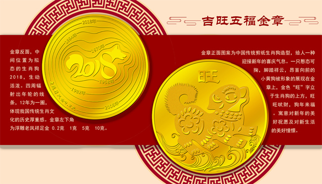 老鳳祥狗年吉旺五福生肖紀(jì)念章套裝