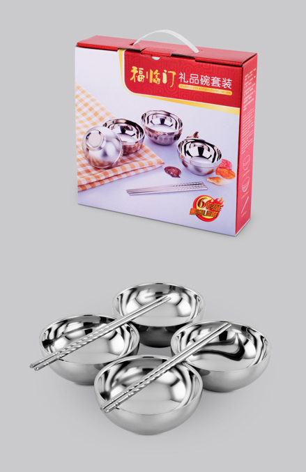 不銹鋼碗福臨門禮品六件套 