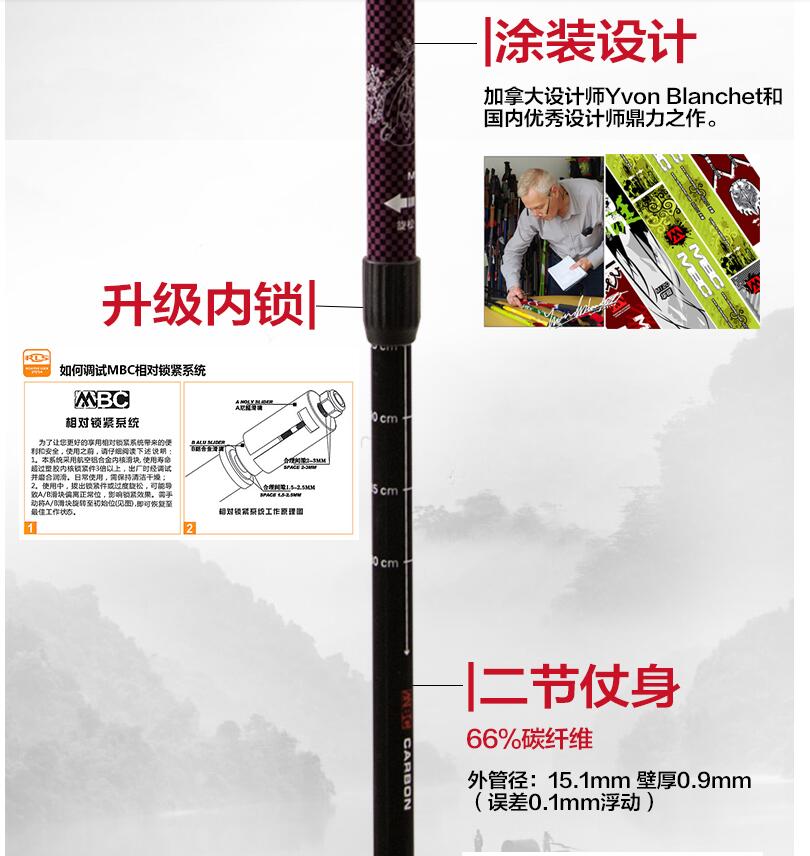  軟木手柄超輕纖維仗身登山杖