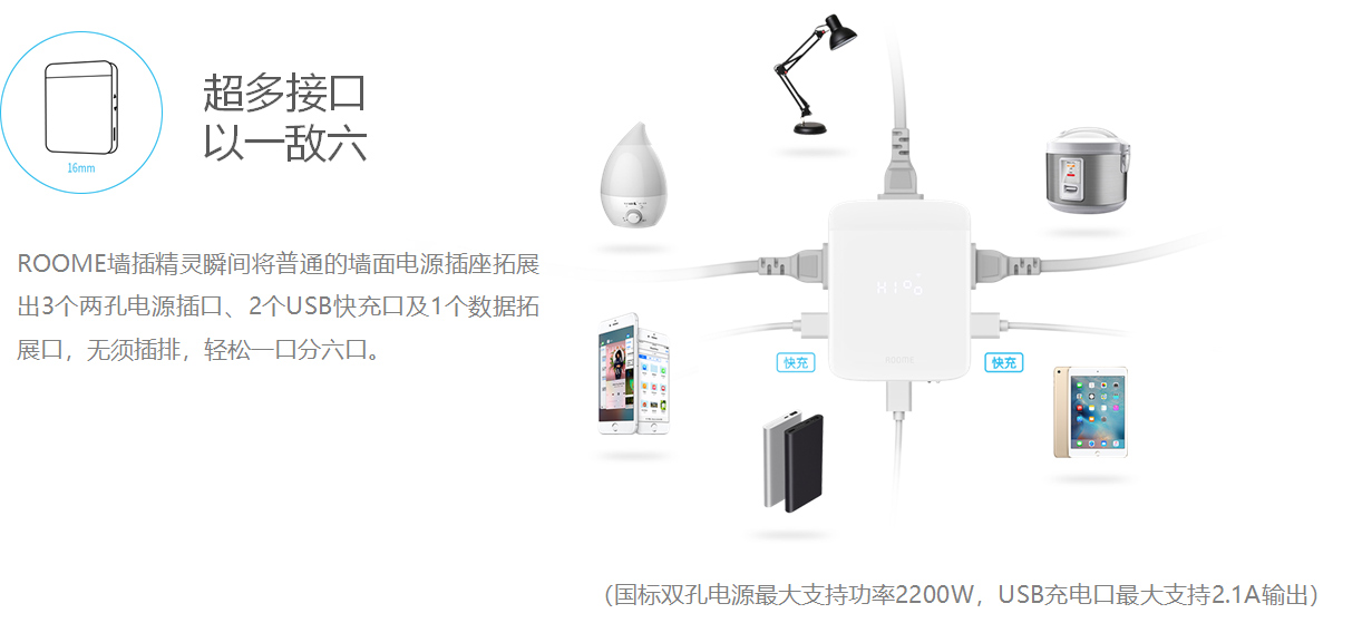 超薄多口墻插精靈