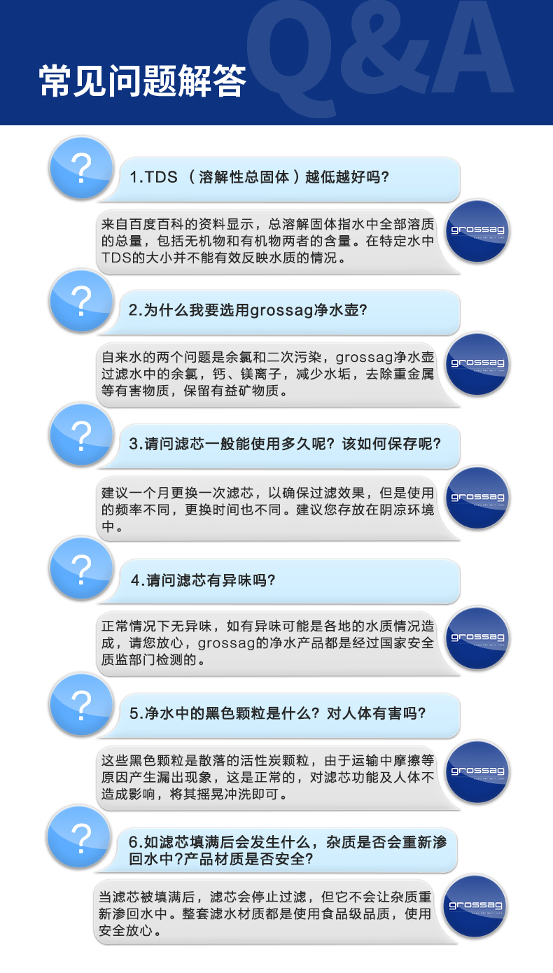 格羅賽格凈水壺經(jīng)典藍(lán)1壺1芯（六色可選）
