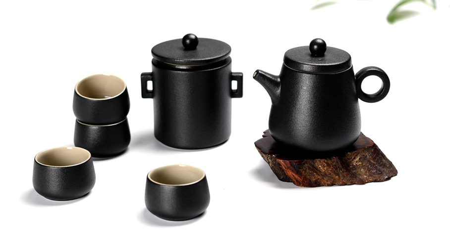 雅韻粗陶茶具六件套