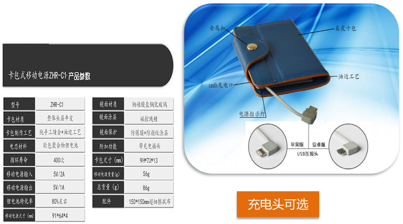 卡片式化妝鏡、超薄卡片式移動(dòng)電源