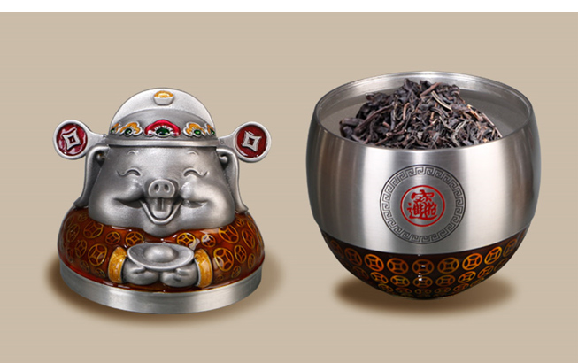 招財進寶（純錫茶葉罐） 