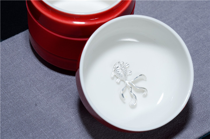 高溫骨玉瓷、銀 燈籠茶具套裝