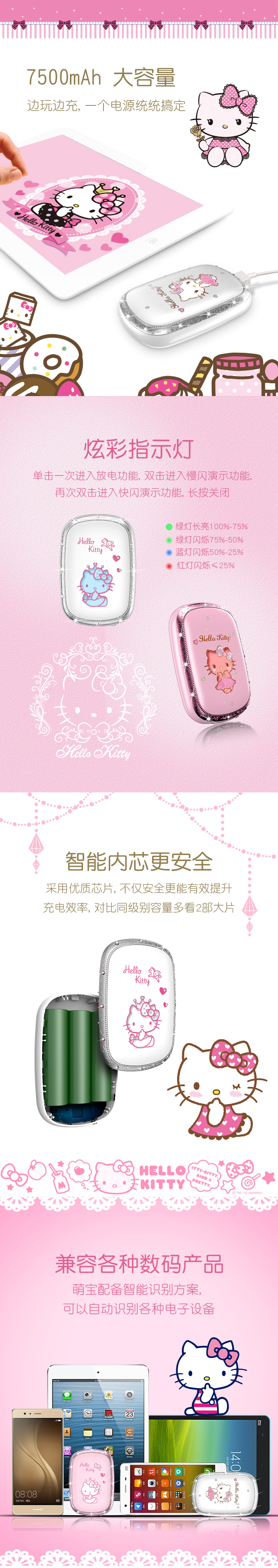 Hello Kitty 移動電源7800mAh 炫彩系列-寶石凱蒂