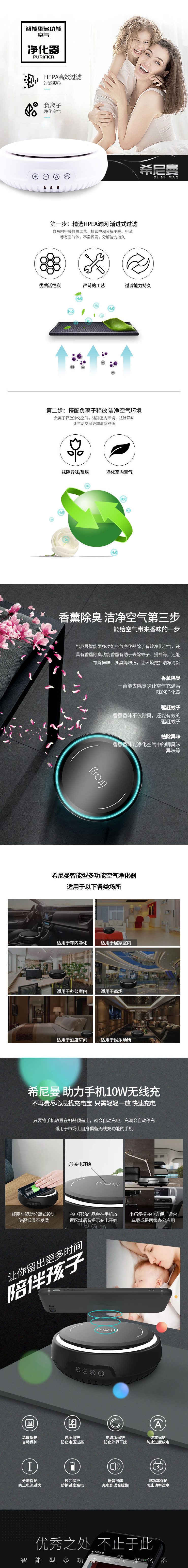 智能型多功能空氣凈化器（音響趴俘，無線充電器）