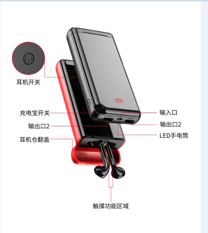 多功能藍(lán)牙耳機(jī)充電寶