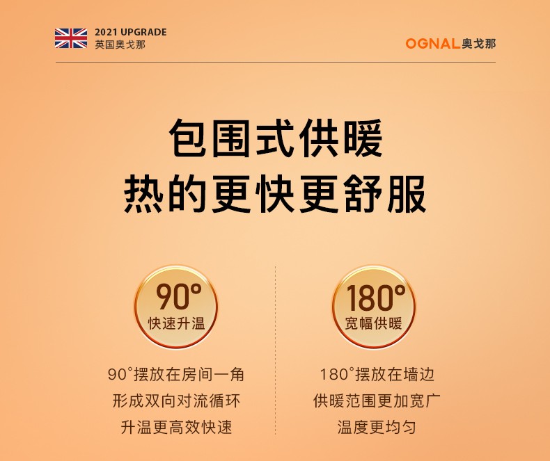 英國(guó)OGNAL石墨烯踢腳線取暖器節(jié)能家用電暖氣省電速熱折疊電暖器